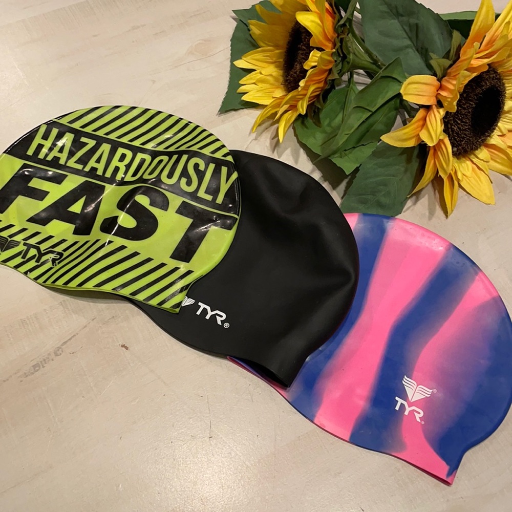 TYR Silicone Swim Caps set of 3